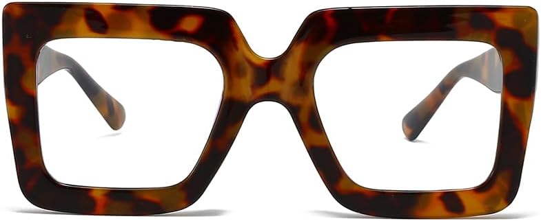 Breaksun Oversized Blue Light Glasses for Women Fashion Thick Square Computer Eyewear Non-Prescription Black Glasses (Brown Tortoise) - Image 1